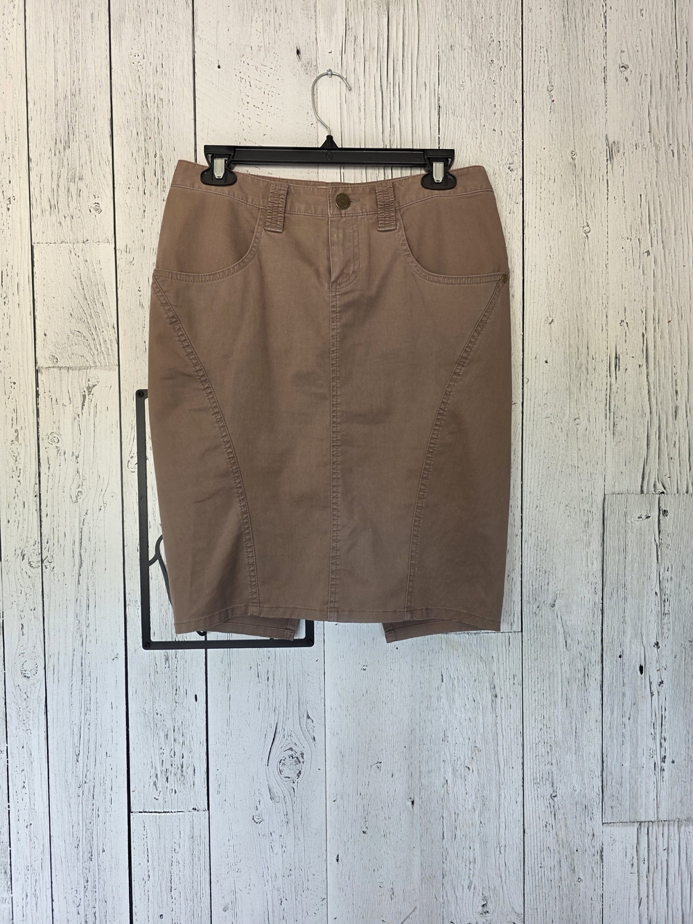 LondonJeans Chino Stretch Ruched Back Pencil Skirt Size 2 Y2K Going Out Date